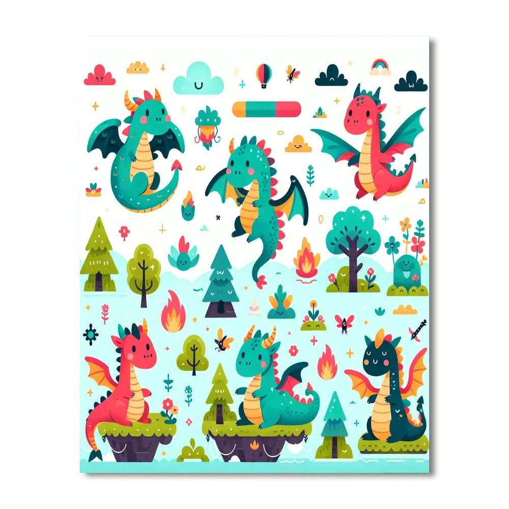 Charming Dragons Numbered Painting Kits