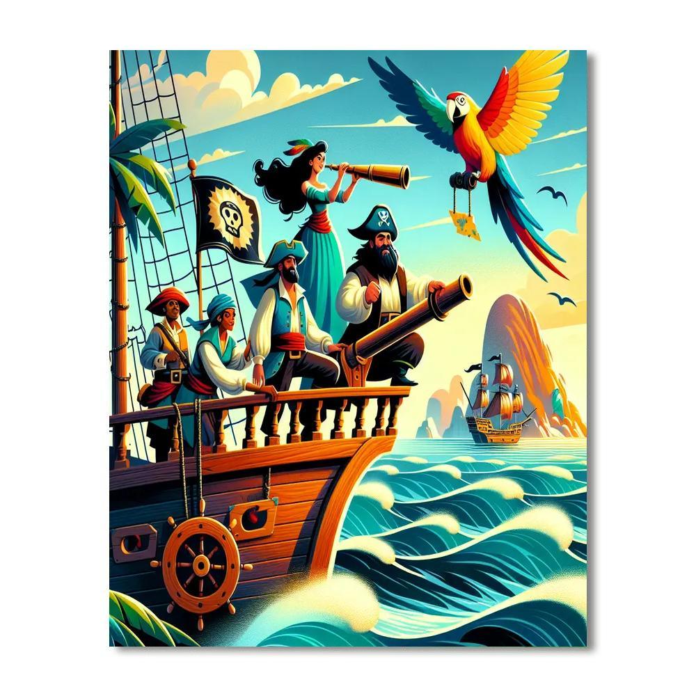 Pirate Ship Treasure Quest Painting Number Kit