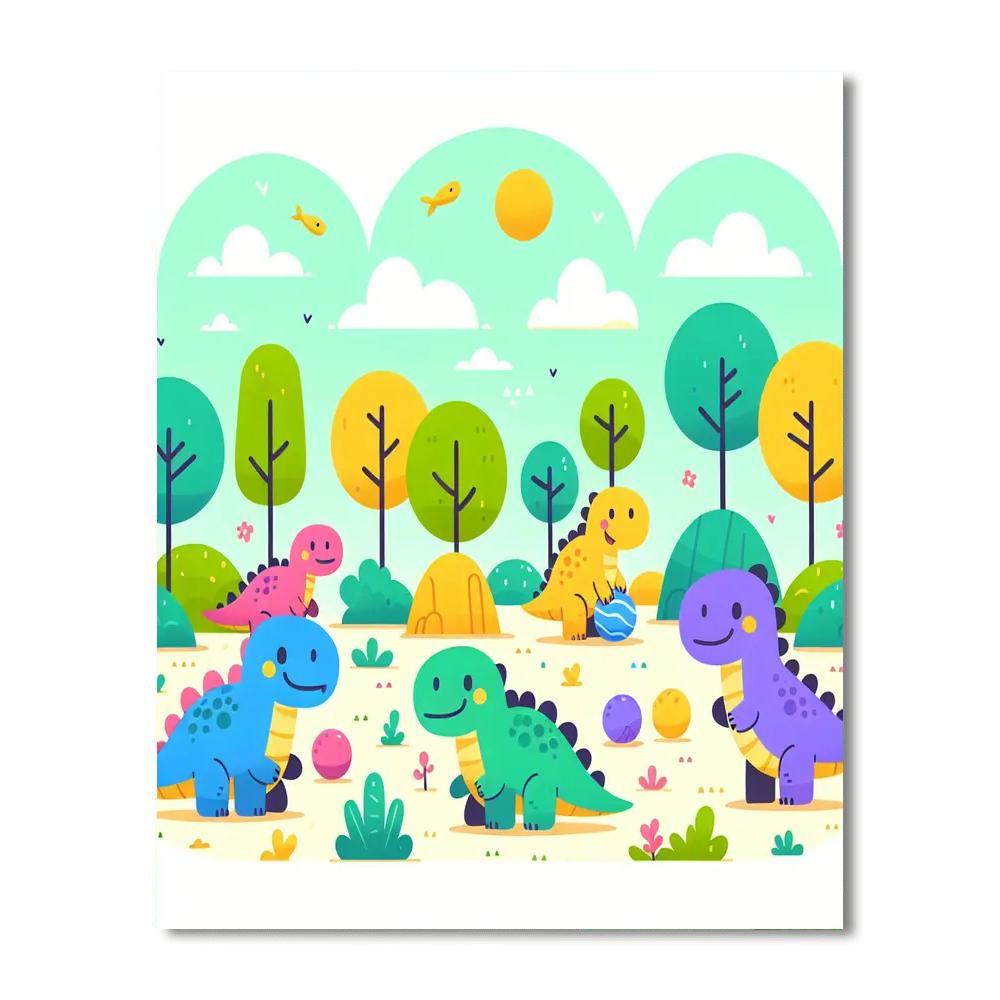 Charming Dinosaur Park Paint By Number
