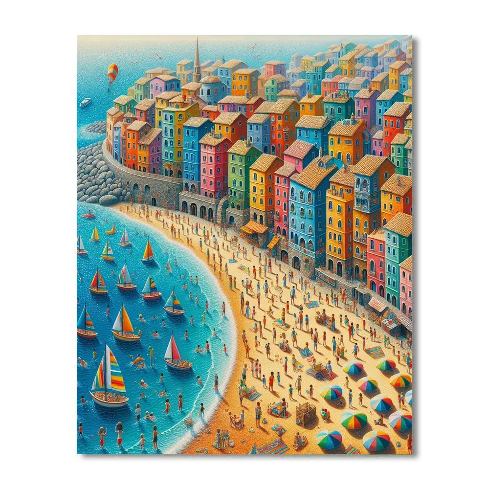 Sunny Seaside Town DIY Paint By Numbers