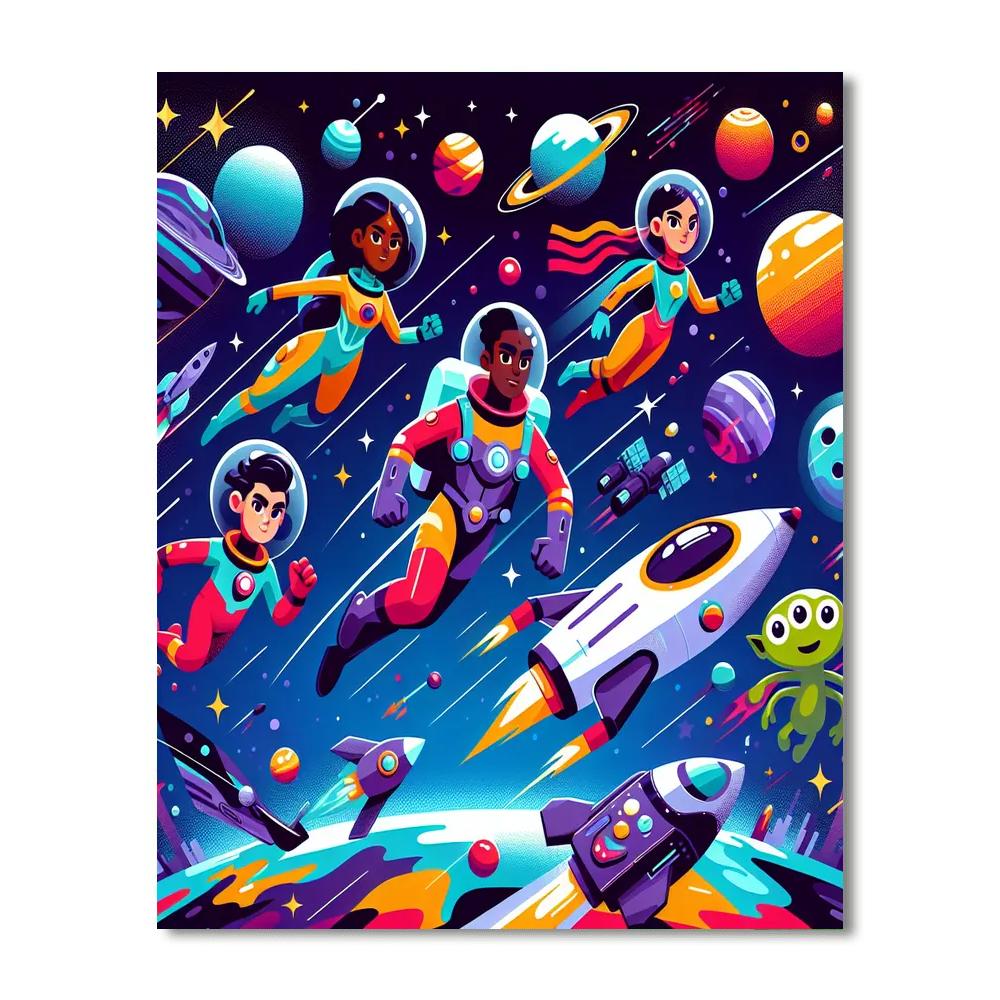 Space Heroes Galaxy Painting Number Kit