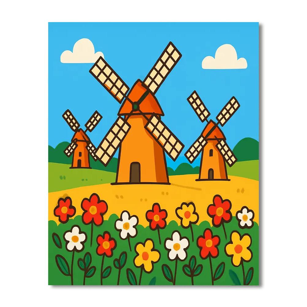 Windy Windmills Paint By Numbers Kits