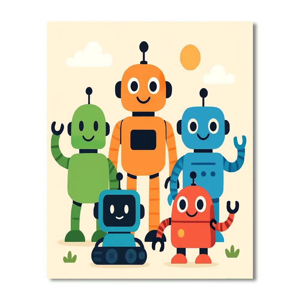 Friendly Robots Galore Paint By Numbers Kits