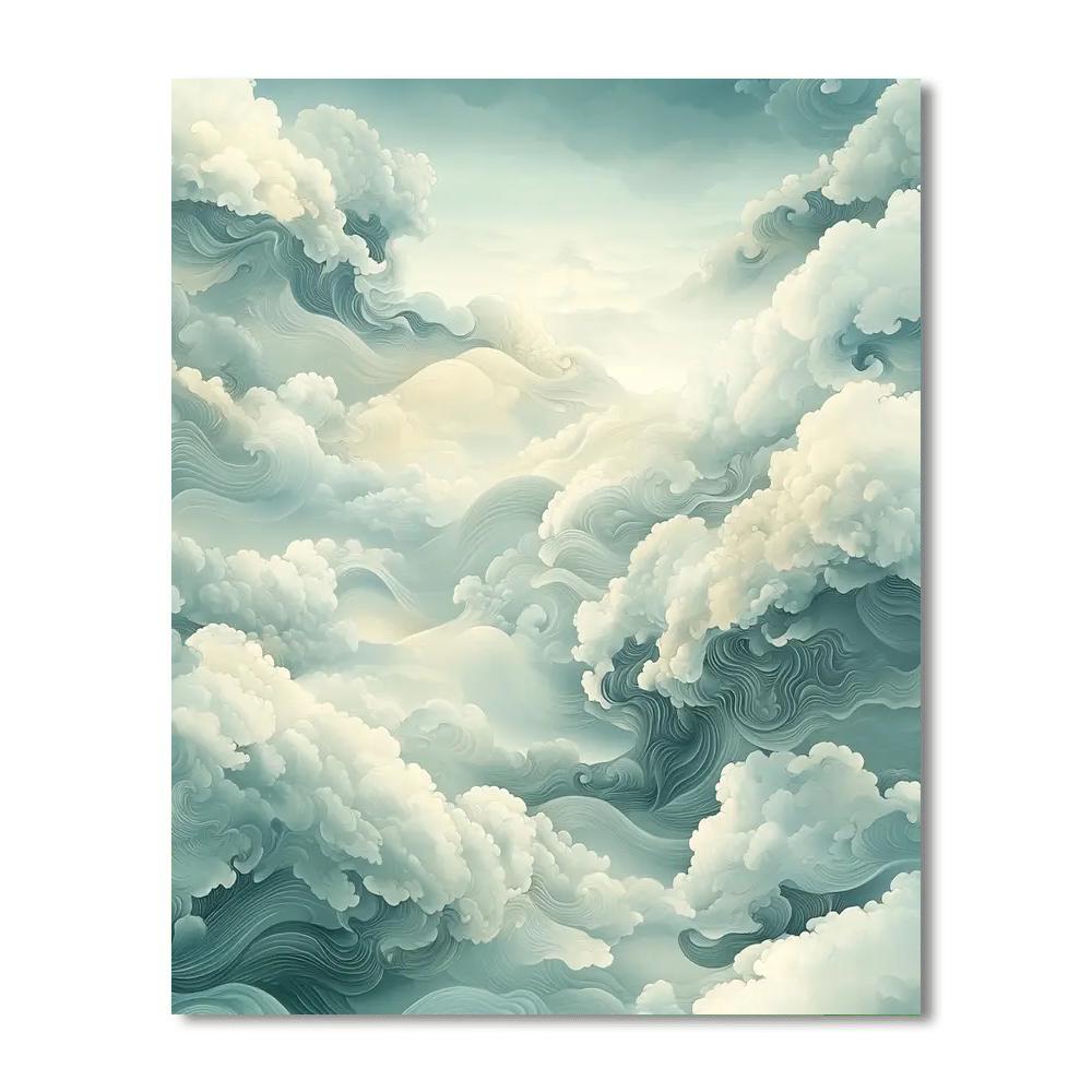 Zhao Mengfu Inspired Flow Of Tranquil Clouds  Paint By Color