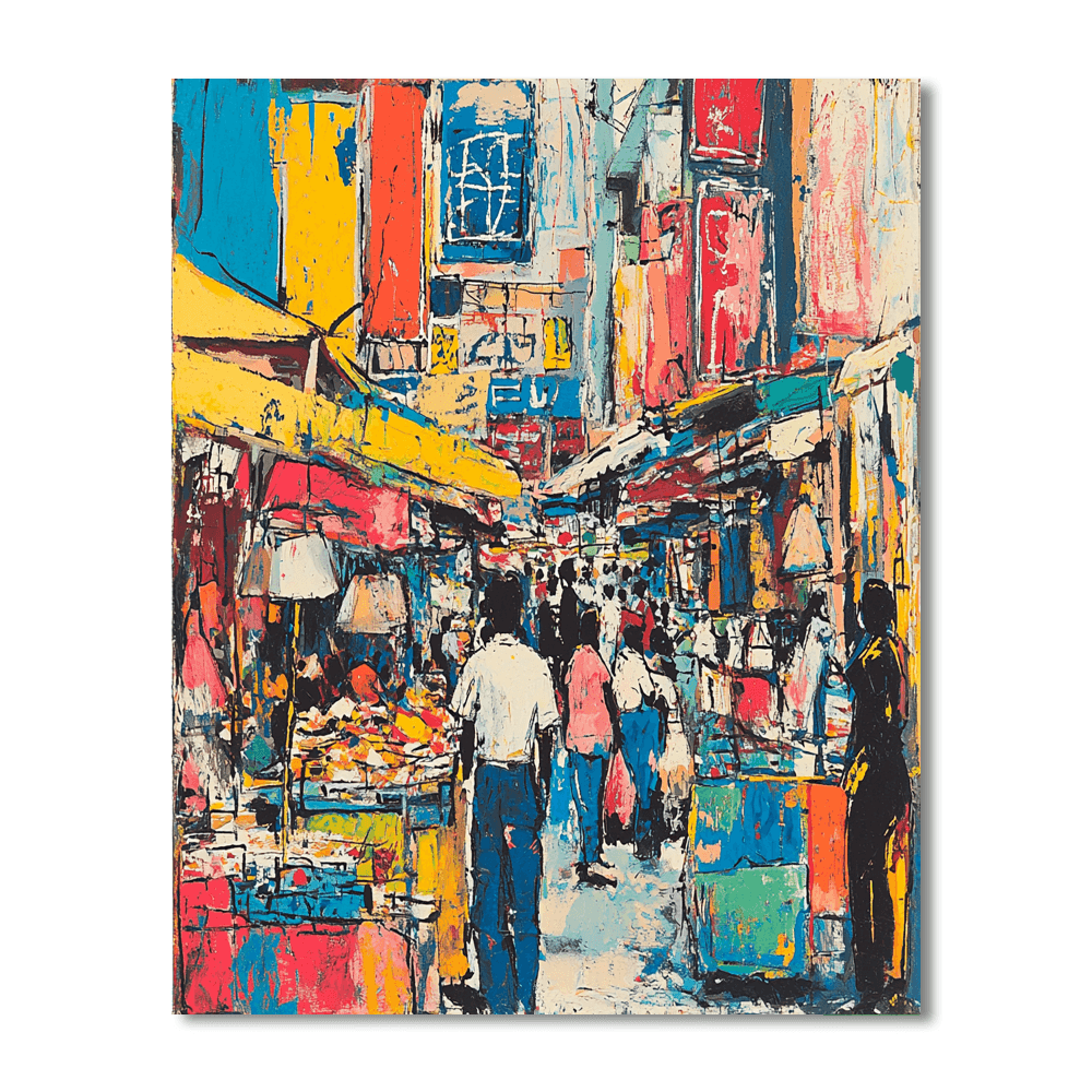 Basquiat Inspired Colorful Street Markets  Number Painting