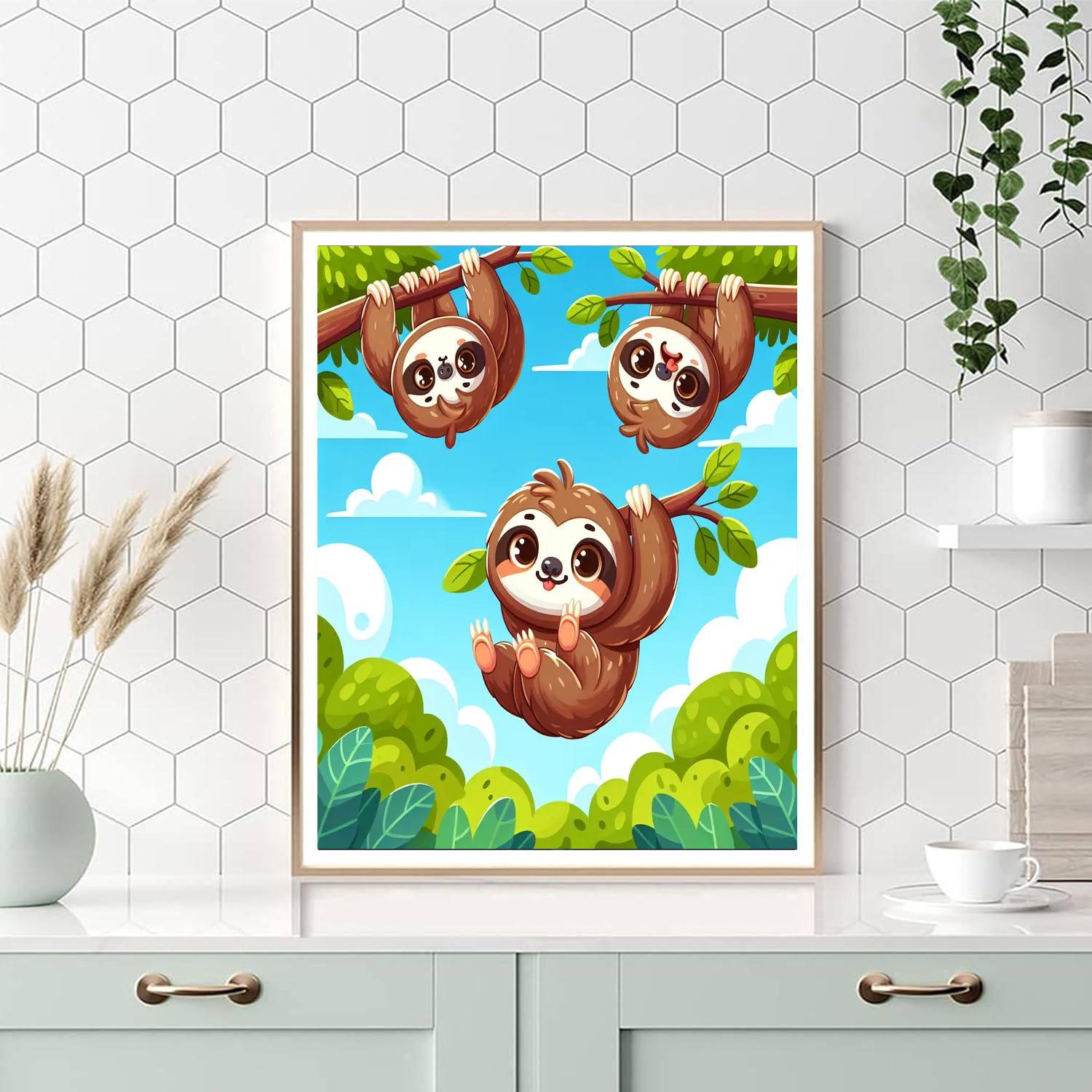 Sunny Sloths Paint By Numbers Art