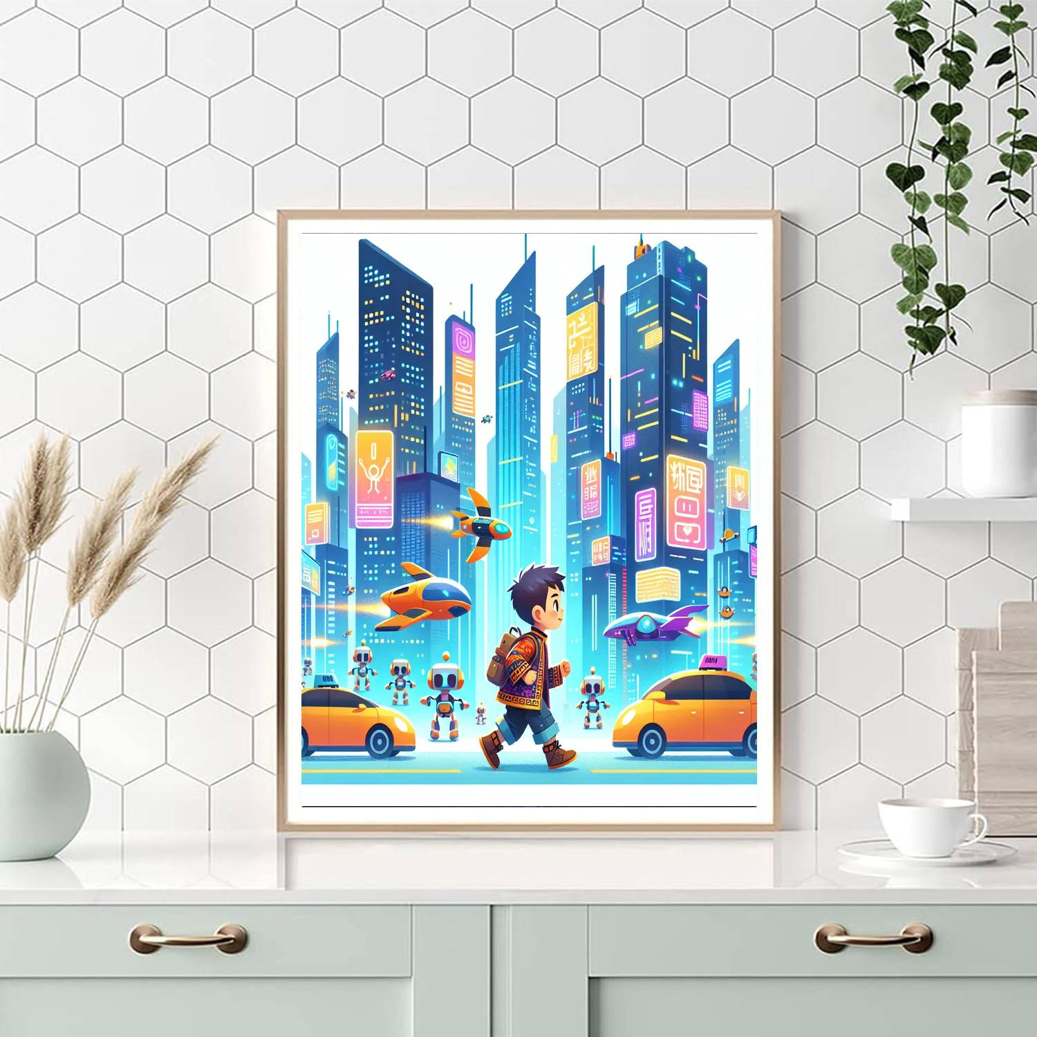 Futuristic City Quest Painting Number Kit