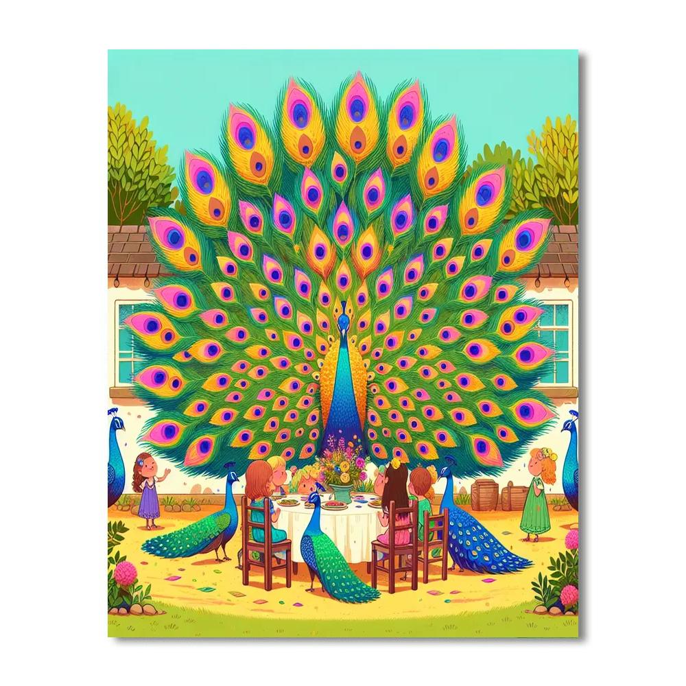 Peacock Party Extravaganza Number Painting