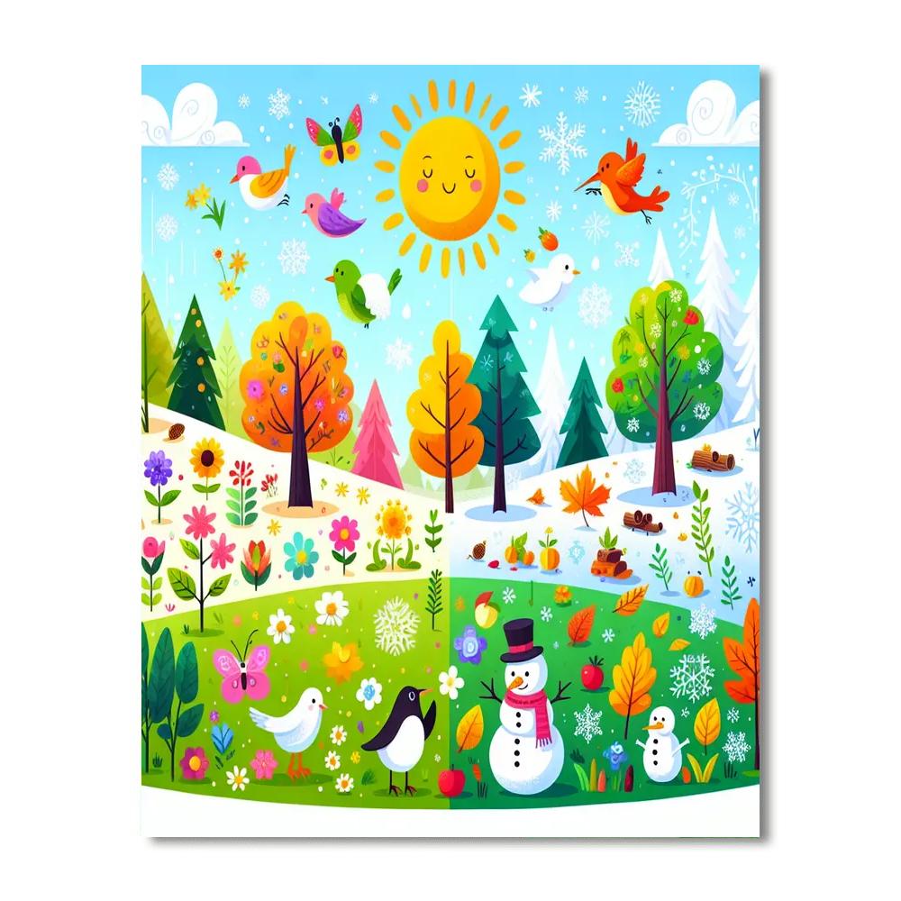 Cheerful Seasons Paint By Numbers Art