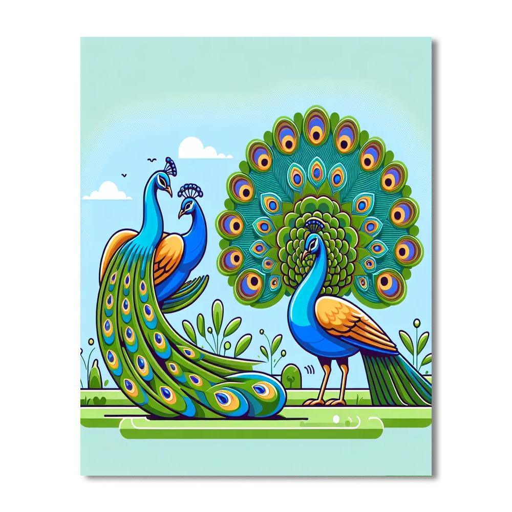 Peacock Parade Paint By Numbers Art