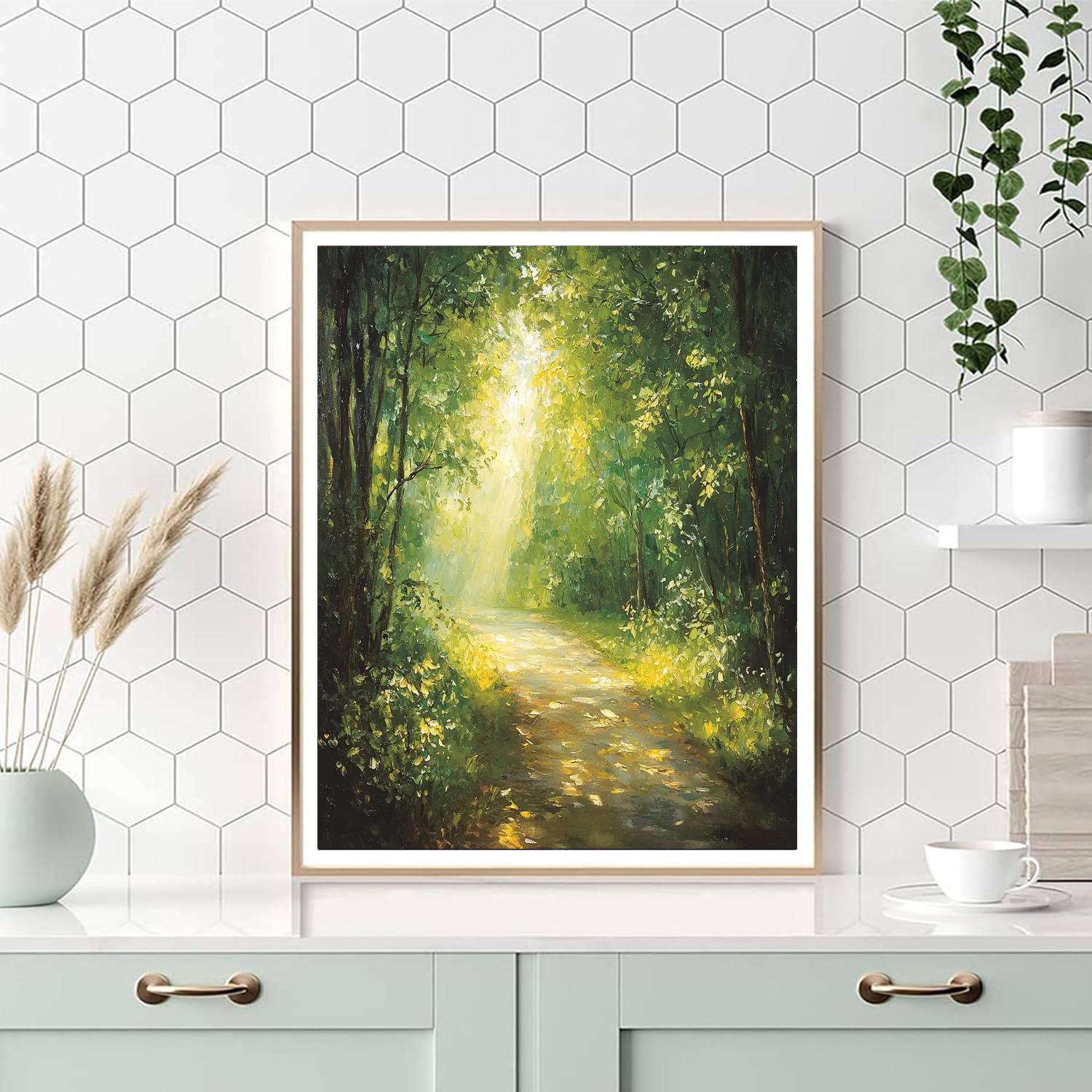 Claude Monet Inspired Glimmering Forest Path  Paint By Color