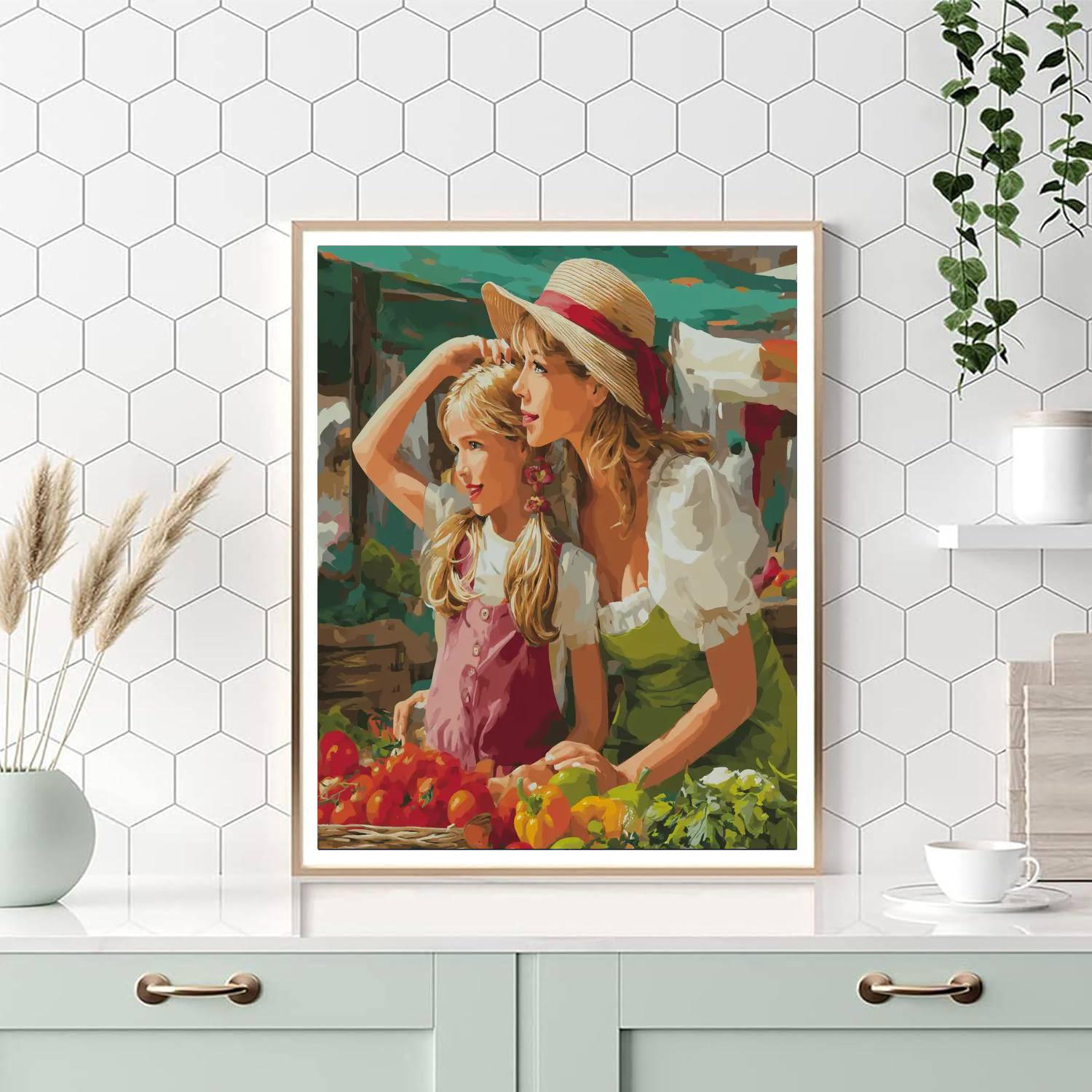 A Day At The Farmer's Market Painting Number Kit