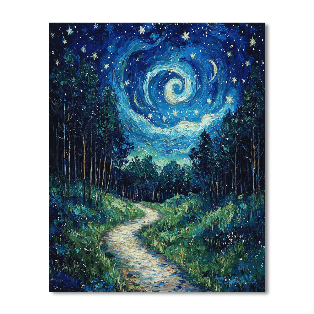 Vincent Van Gogh Inspired Starry Woodland Paths  Painting By Numbers Kit