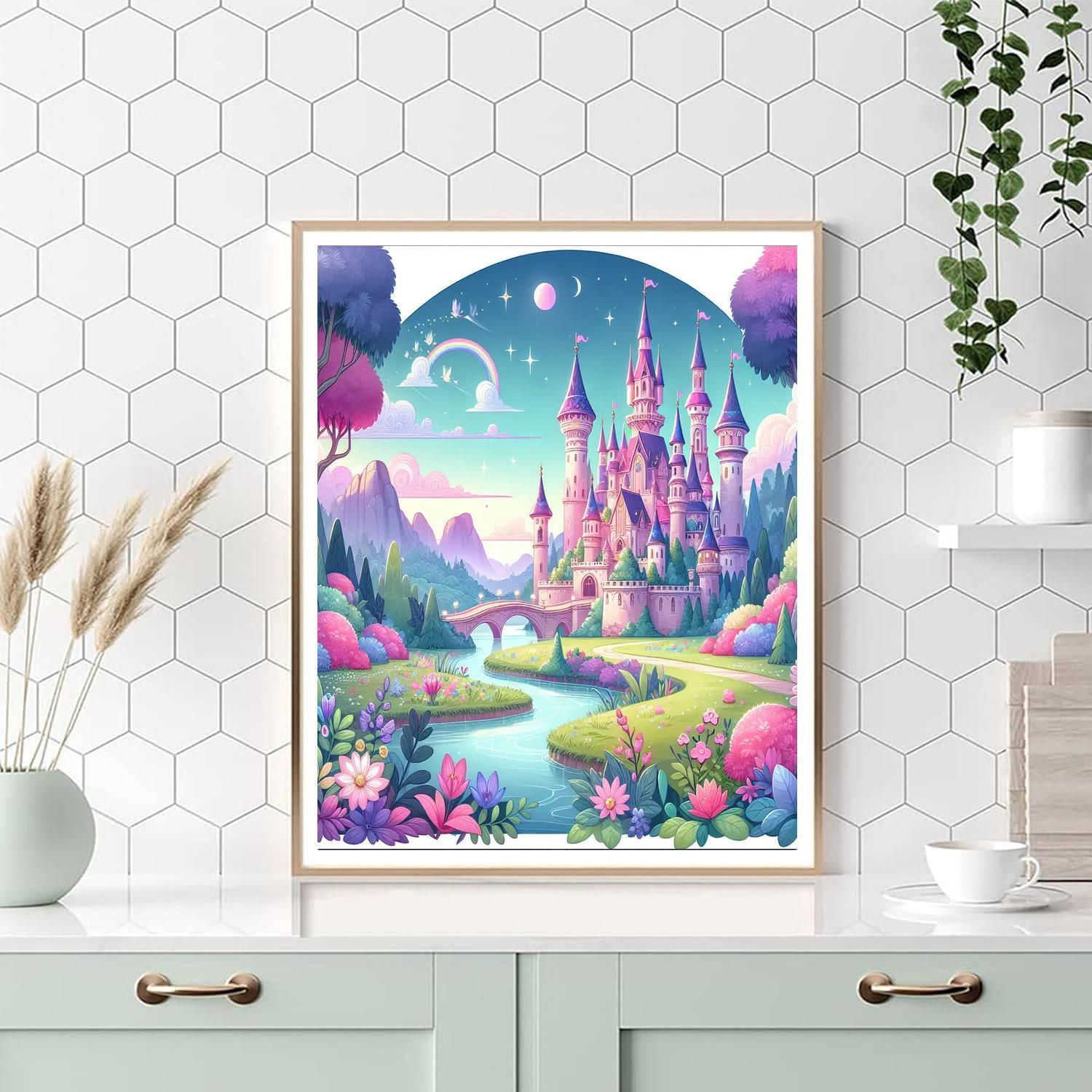 Vibrant Fairy Tale Castle Painting Number Kit