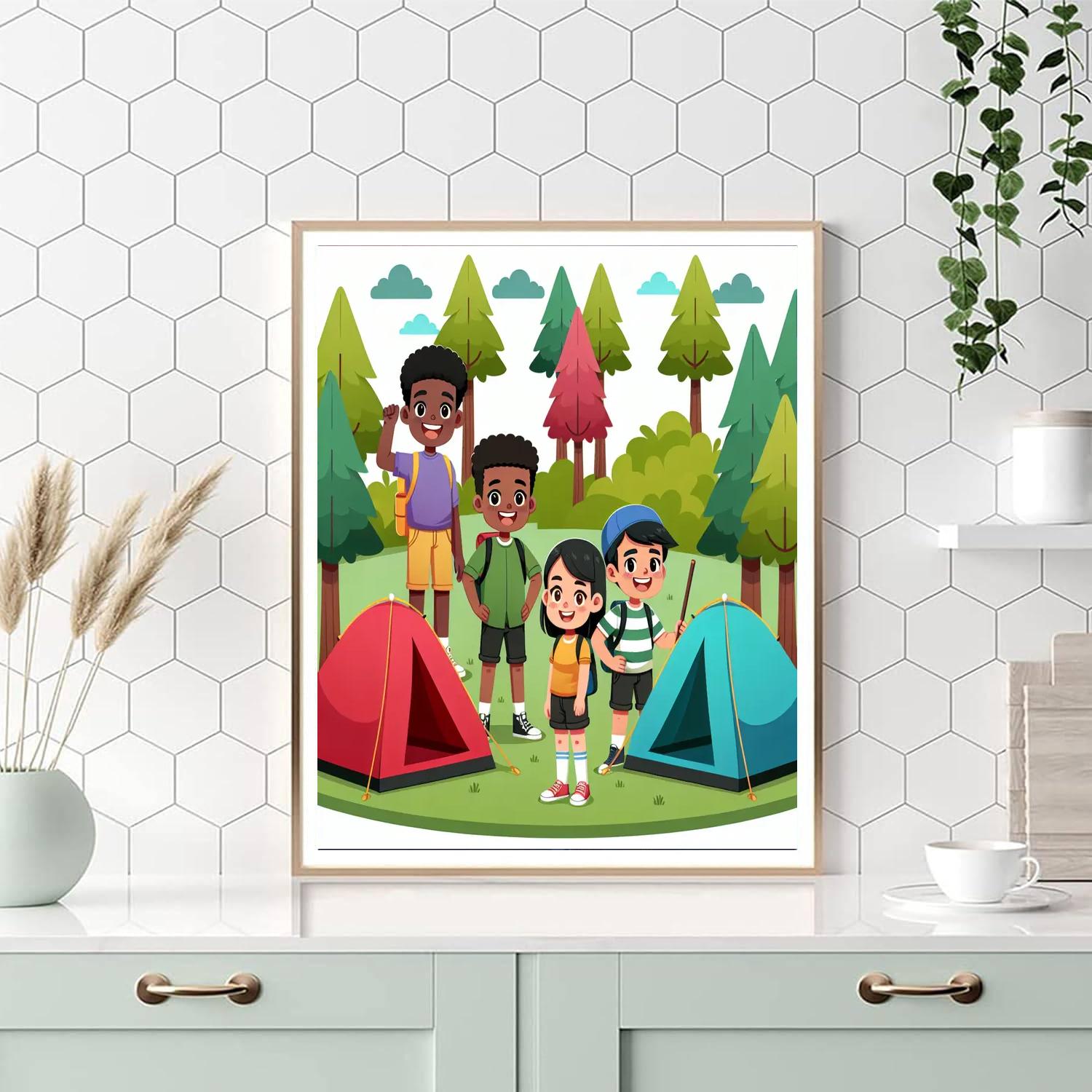 Cheerful Camping Crew Painting Number Kit