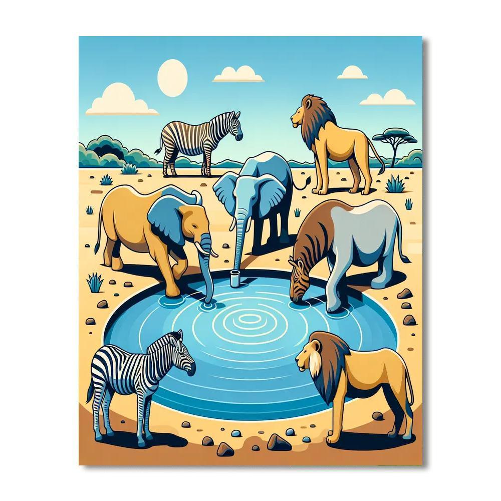 Safari Splash Paint By Numbers Art
