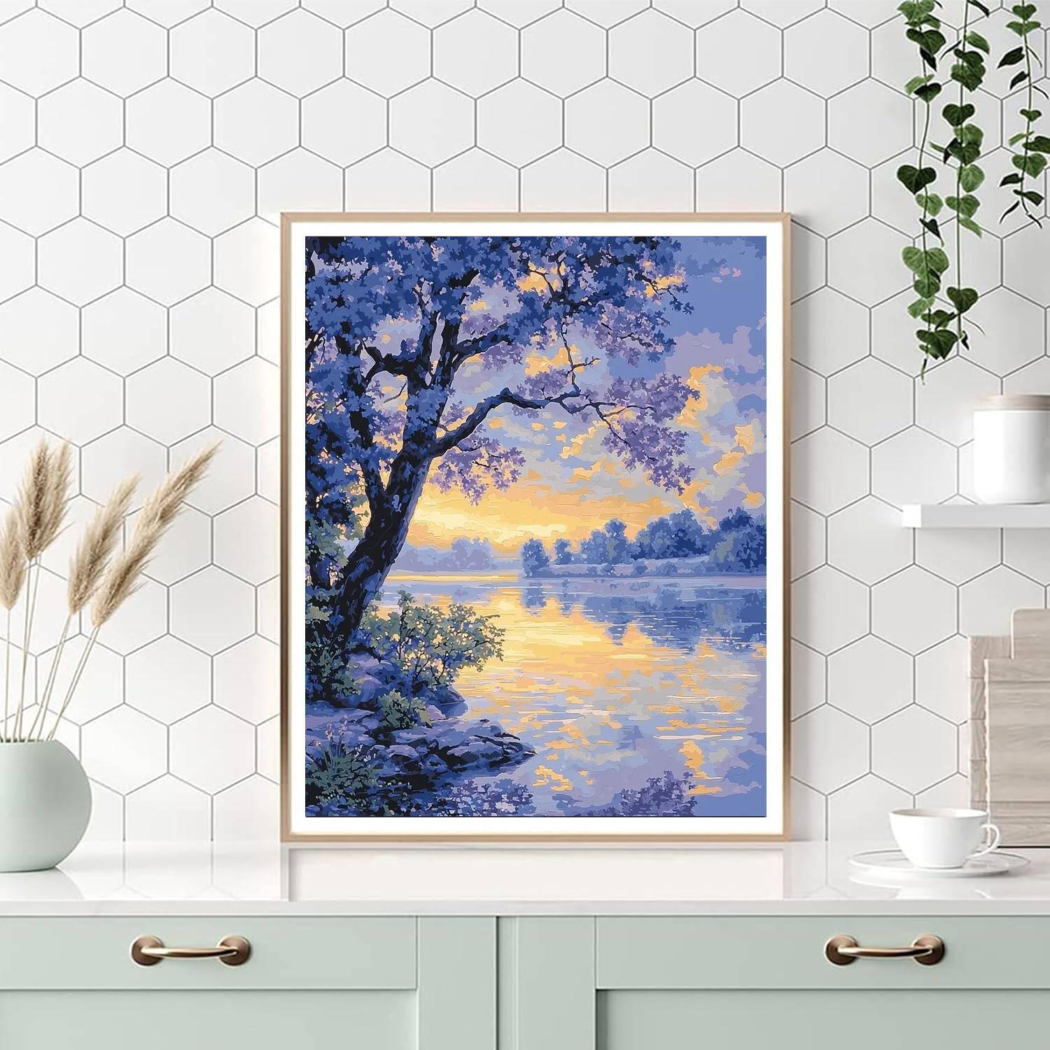 Hiroshige Inspired Silent Lake At Dawn  Painting Number Kit