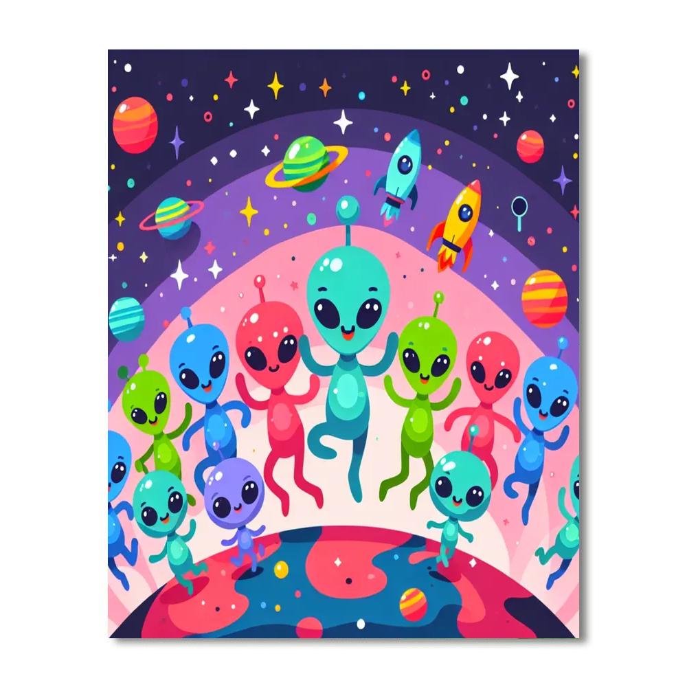 Adventure With Aliens Paint By Numbers Art
