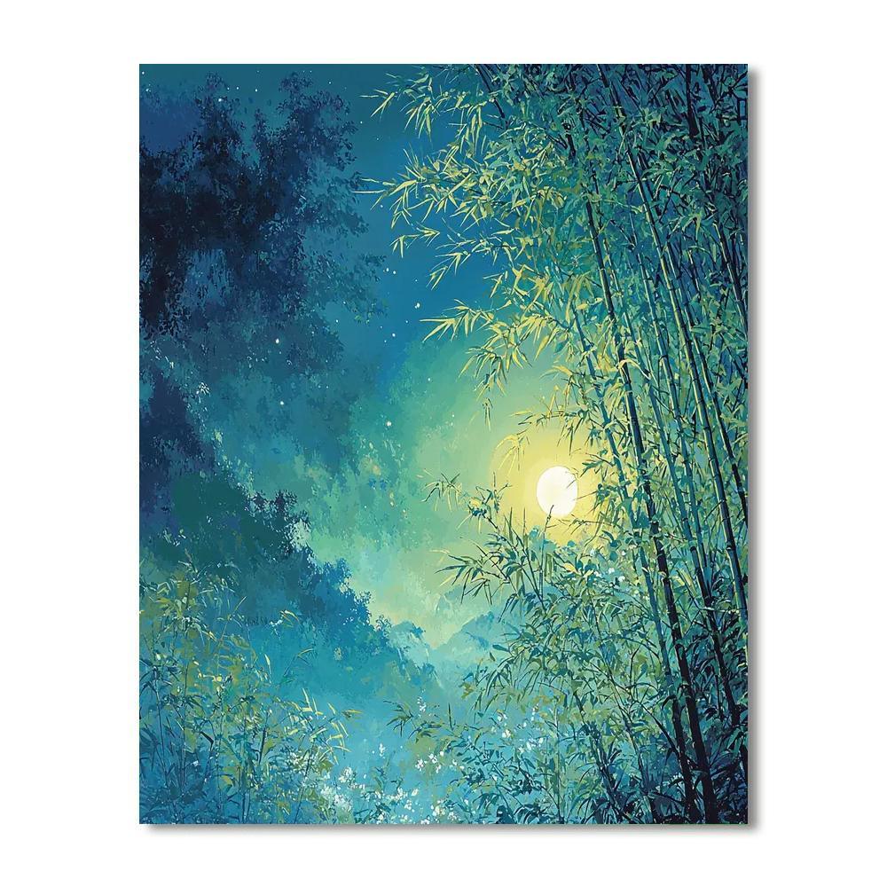 Hiroshige Inspired Moonlit Bamboo Grove  Painting Number Kit