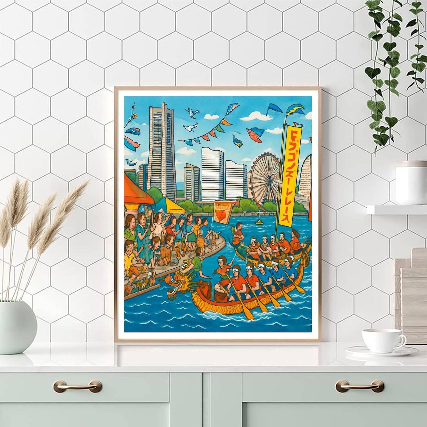 Yokohama Dragon Boat Race - Japan DIY Paint By Numbers