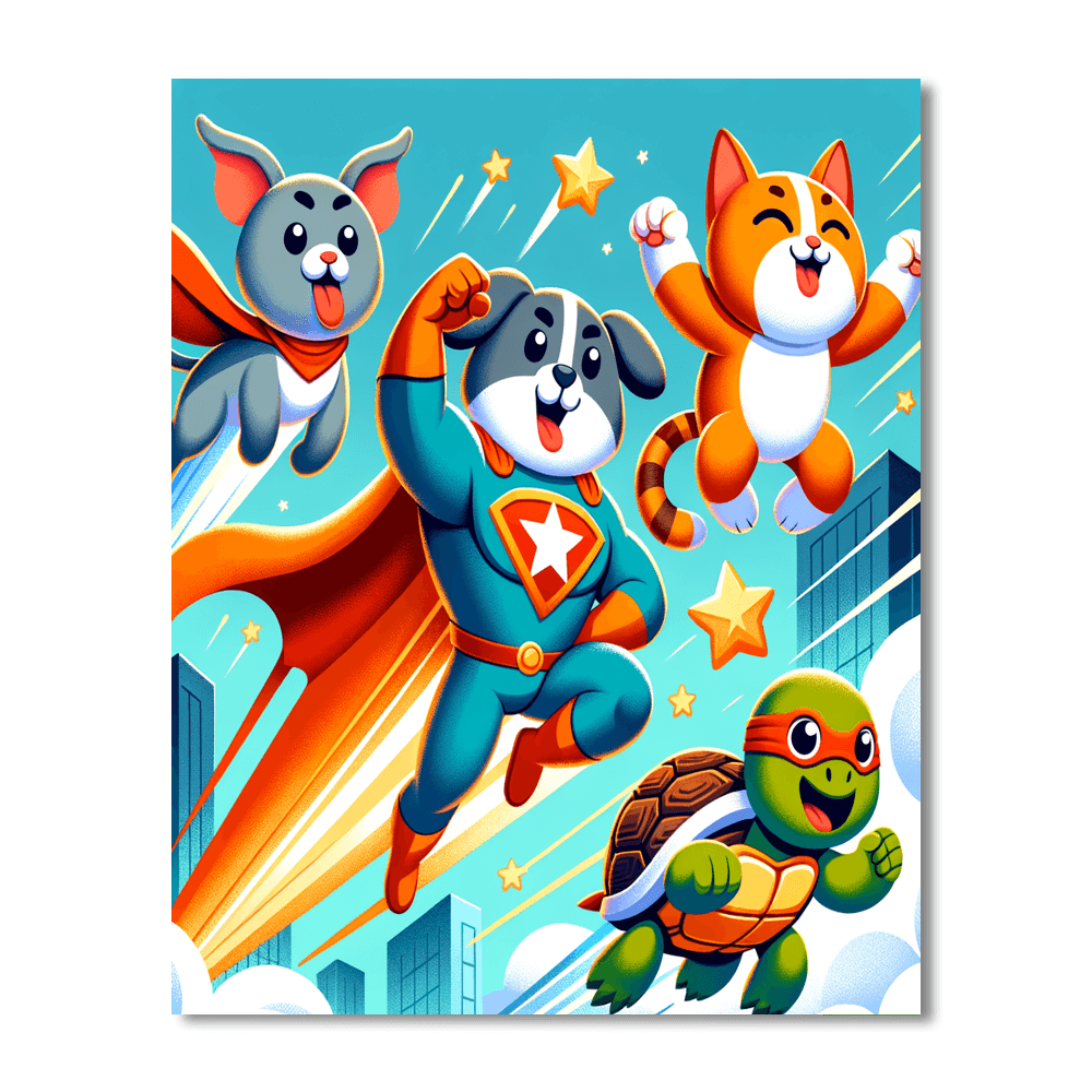 Dynamic Superhero Animals Painting By Numbers Kit