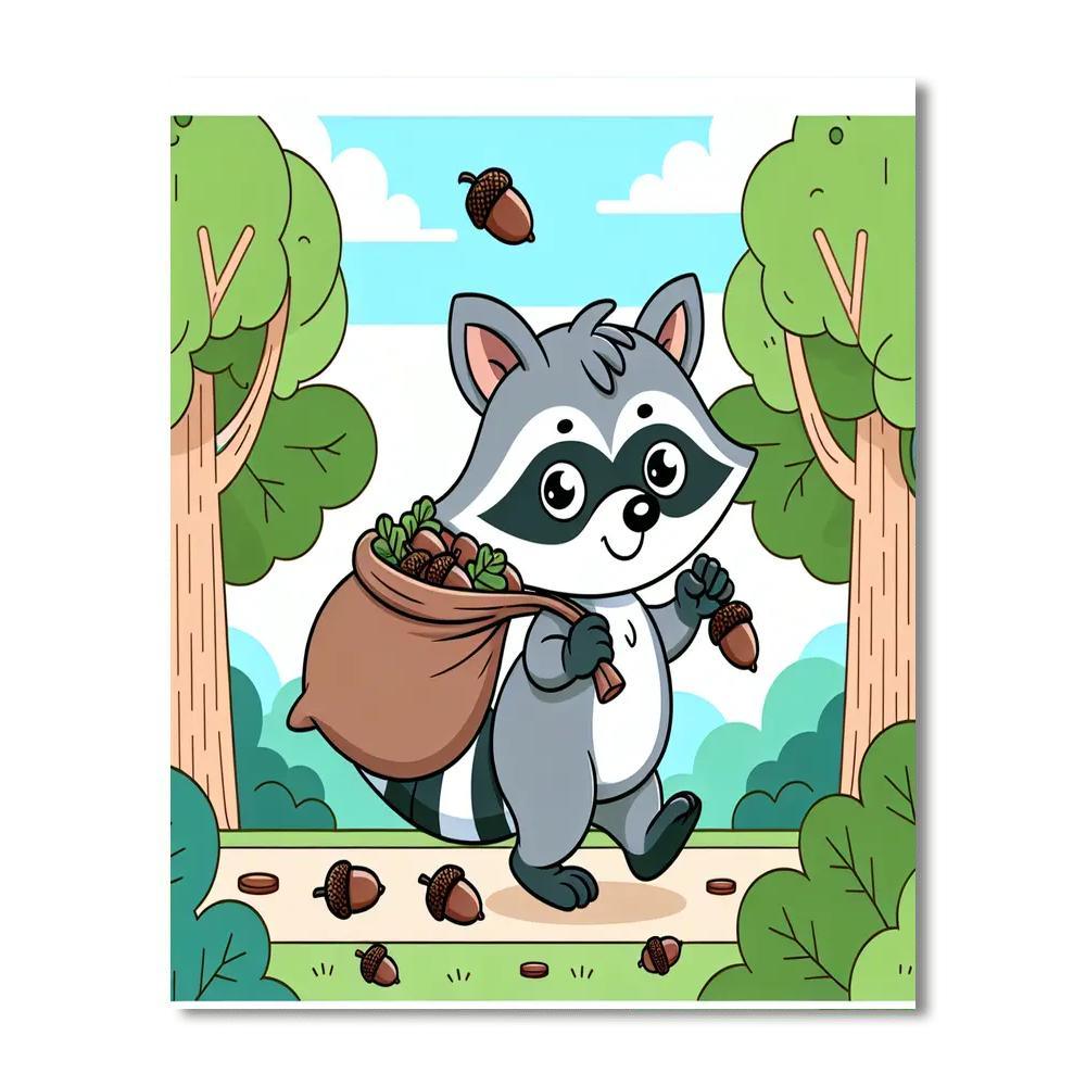 Clever Raccoon Heist Painting Number Kit