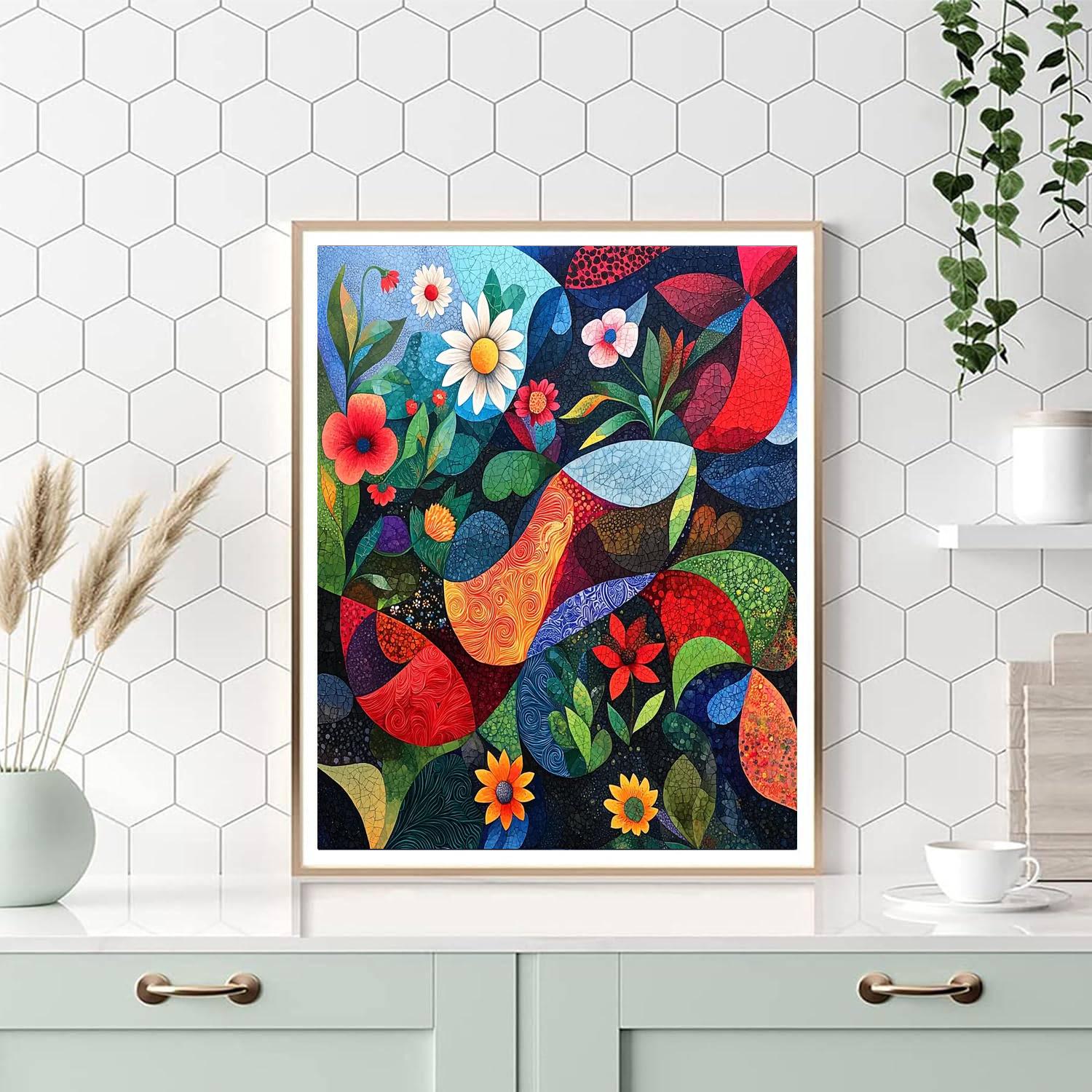 Frida Kahlo Inspired Resilience In Floral Harmony  Numbered Painting Kits