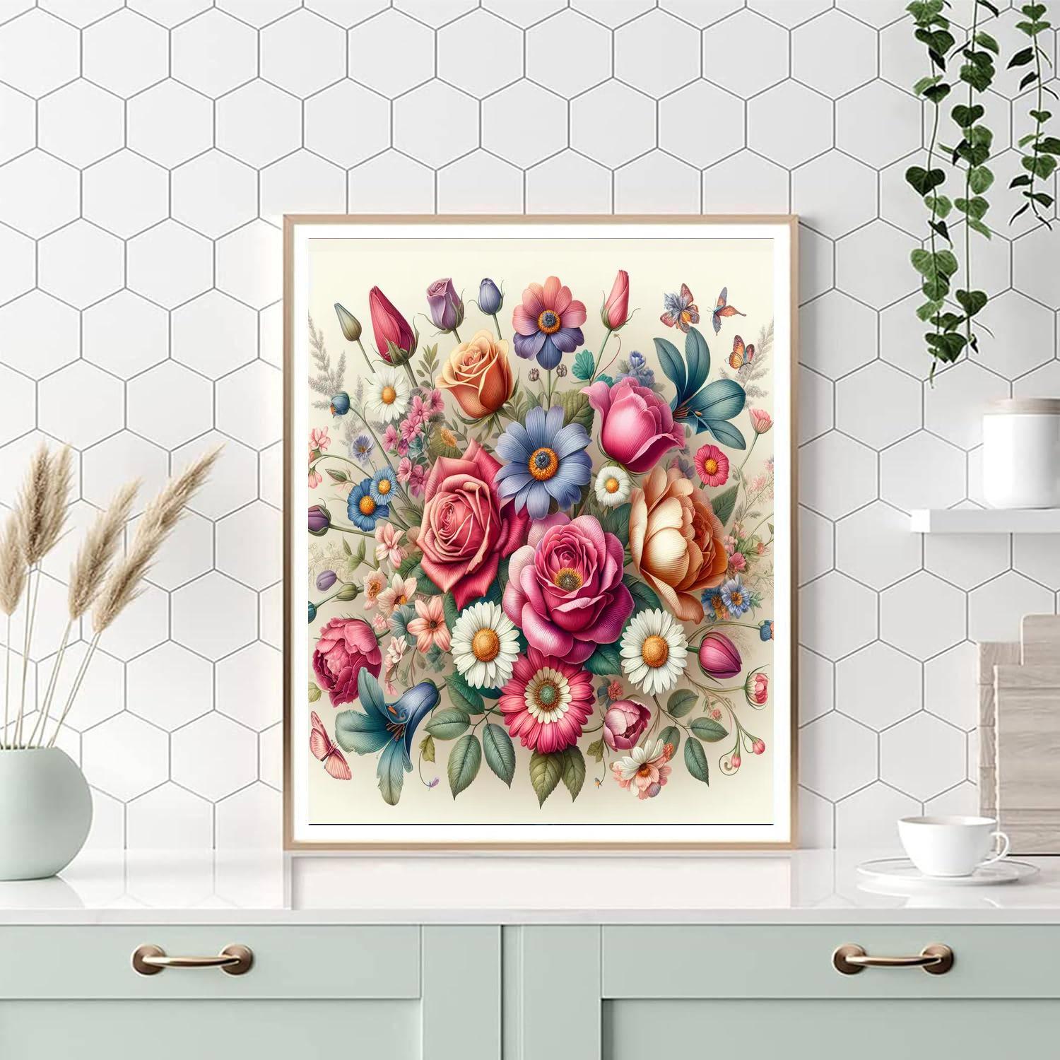 Vibrant Floral Burst Number Painting