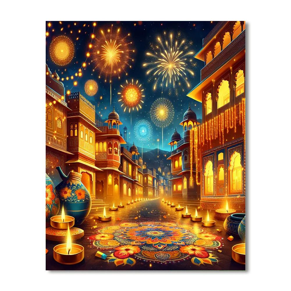 Diwali Festival Of Lights - Jaipur Numbered Painting Kits