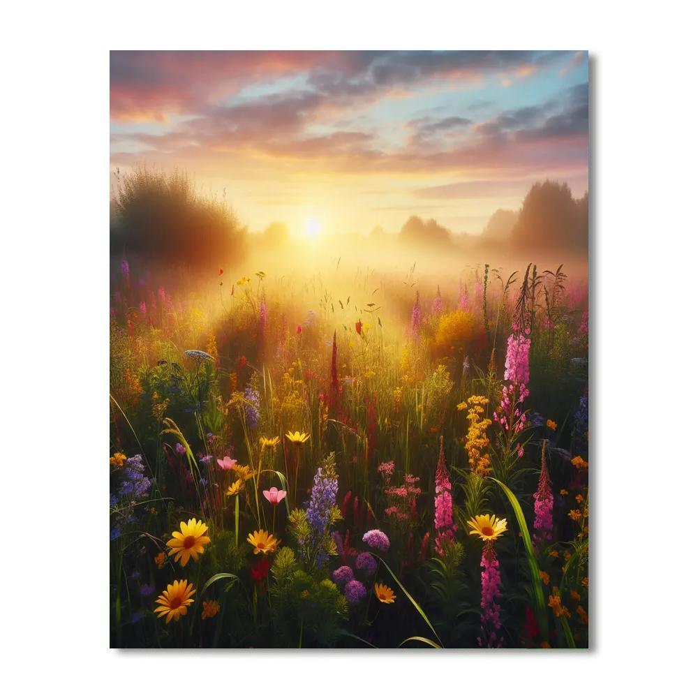 Blissful Meadow Dawn Painting By Numbers Kit