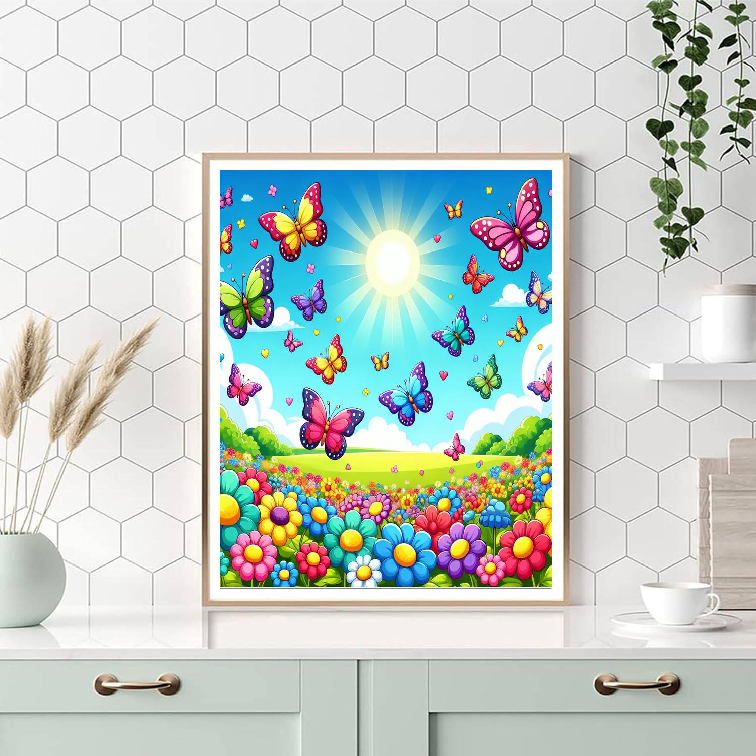 Charming Butterfly Chase Paint By Numbers Art