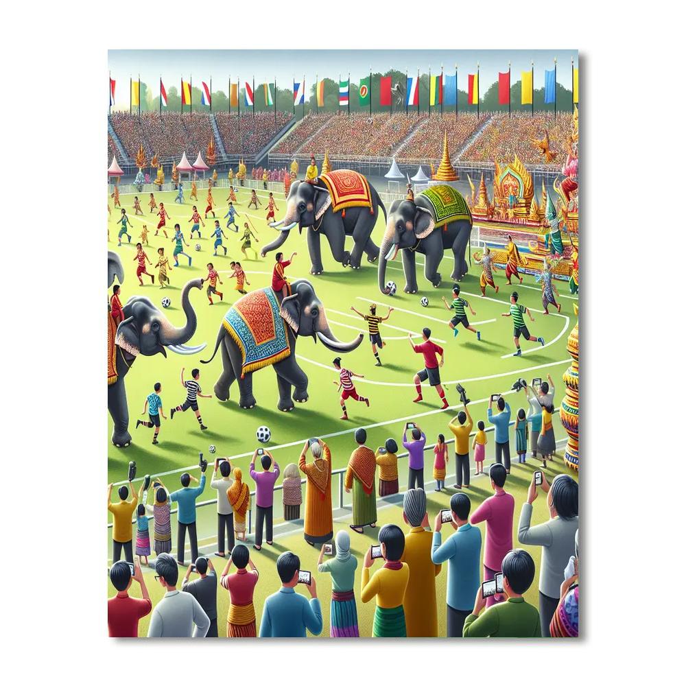 Surin Elephant Round-up - Surin Number Painting