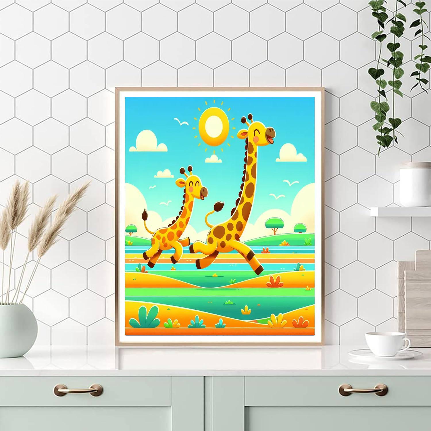 Galloping Giraffes Number Painting