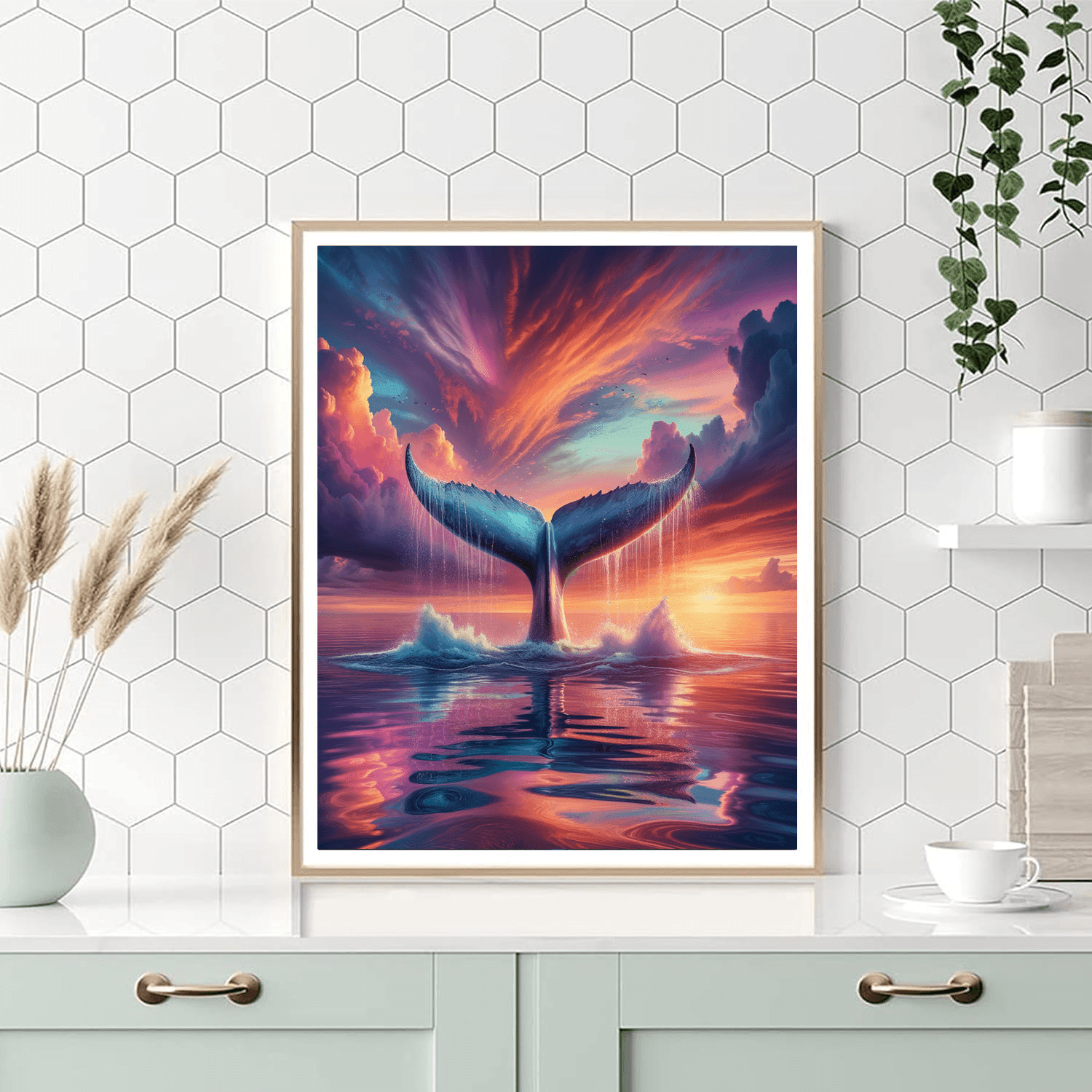 Whale Tail at Sunset - DIY Painting By Numbers Kit