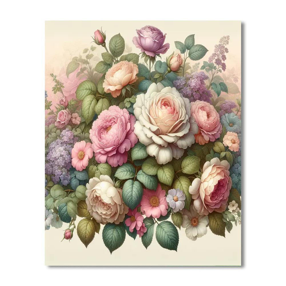 Vintage Rose Garden Painting By Numbers Kit