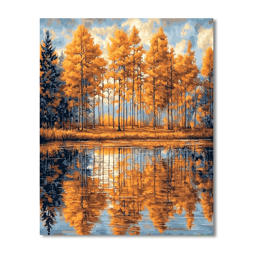 Caspar David Friedrich Inspired Autumn Reflections  Numbered Painting Kits