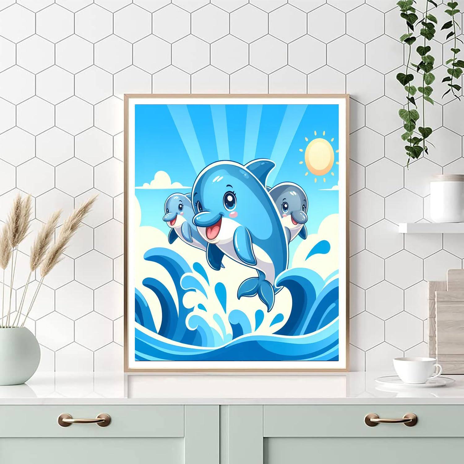 Joyful Dolphin Pod Paint By Number