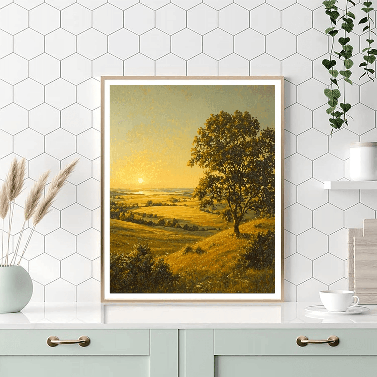 Thomas Cole Inspired Golden Prairie Dawn  Paint By Color