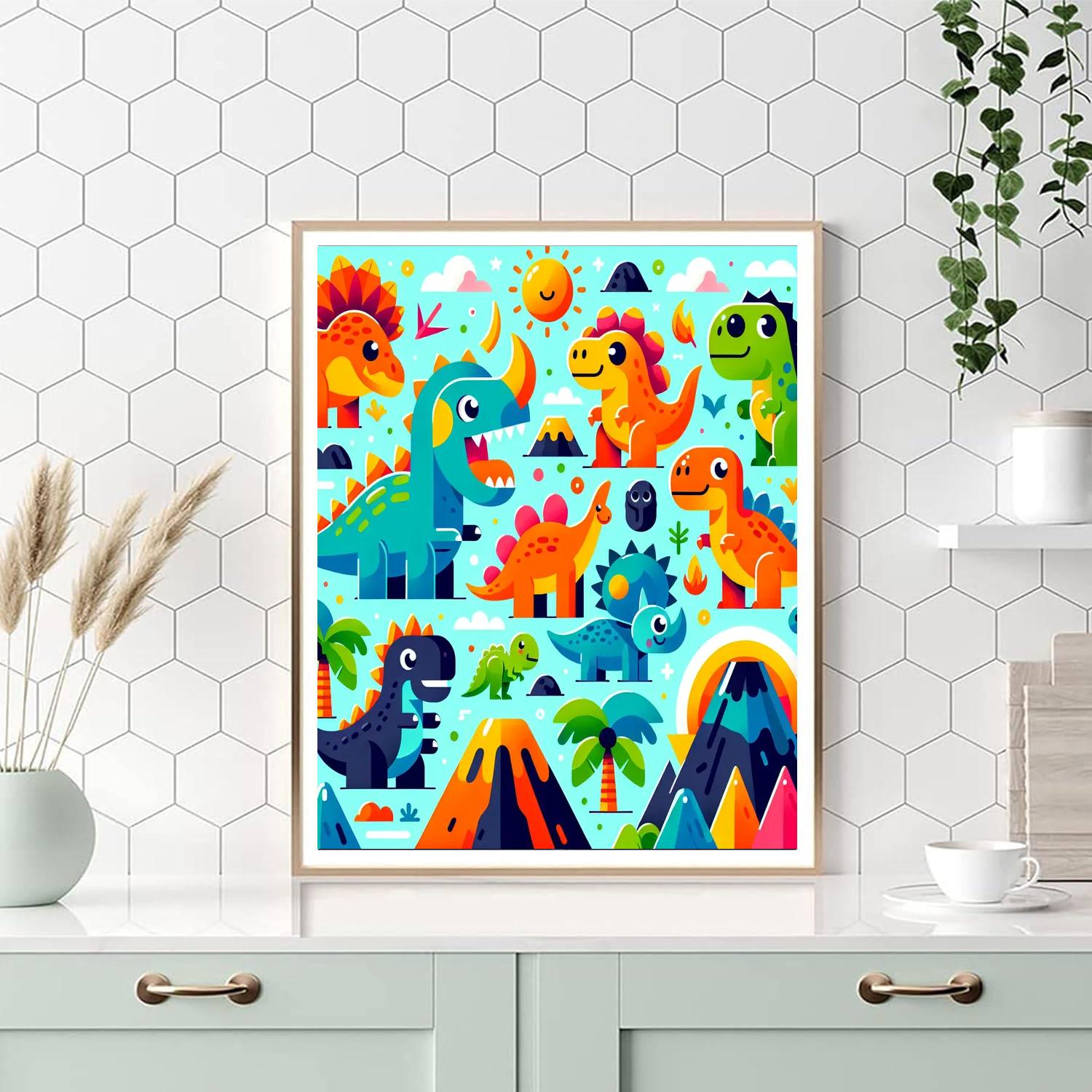 Dynamic Dinosaurs Paint By Numbers Art