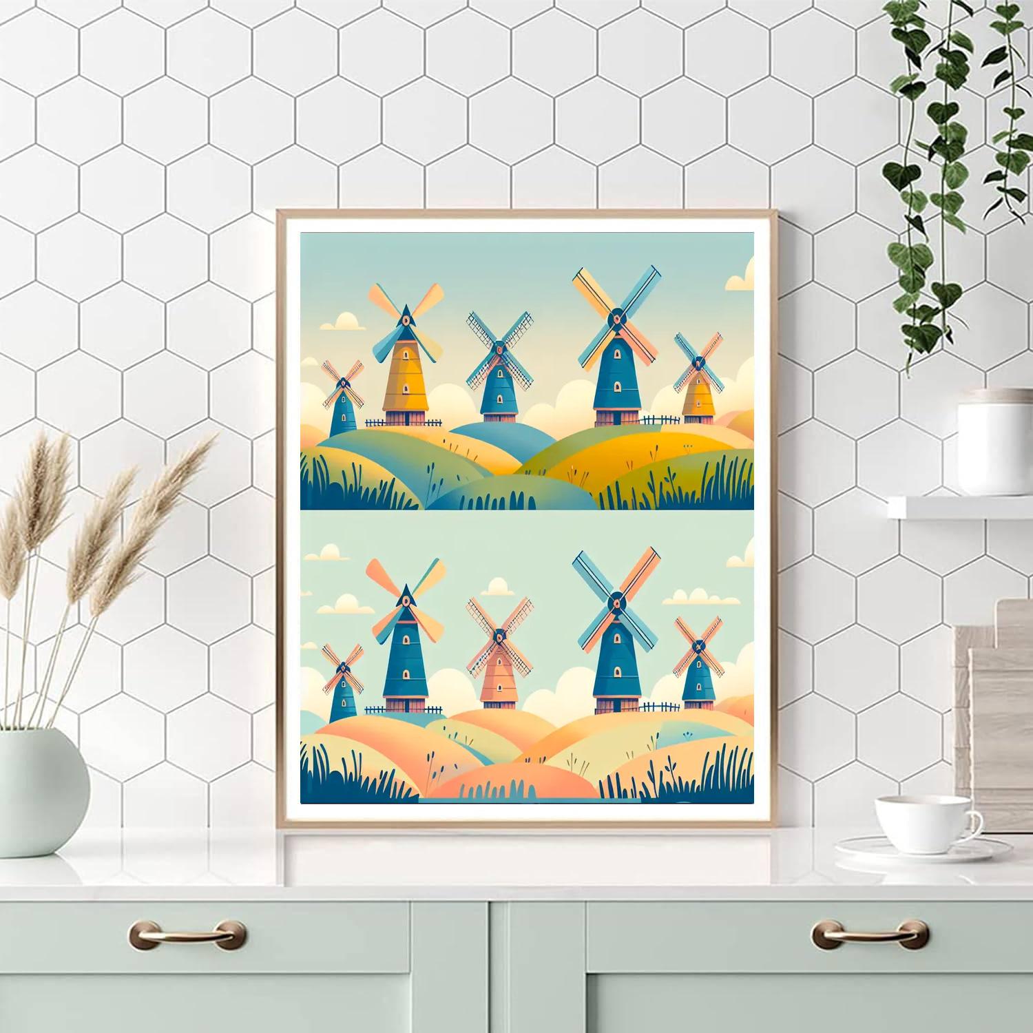 Whimsical Windmill Wonders Painting Number Kit