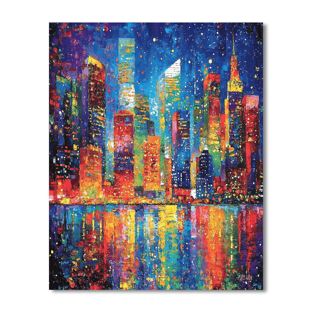 Jackson Pollock Inspired Abstract Nightscape  Paint By Color