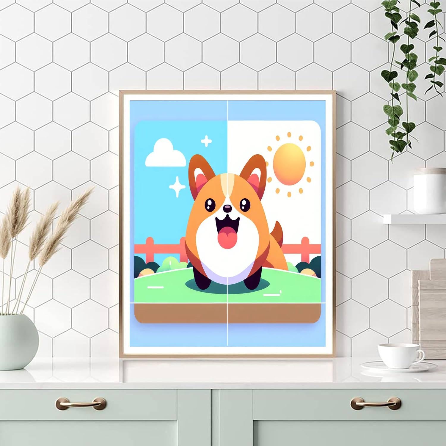 Curious Corgi's Park Stroll Paint By Color