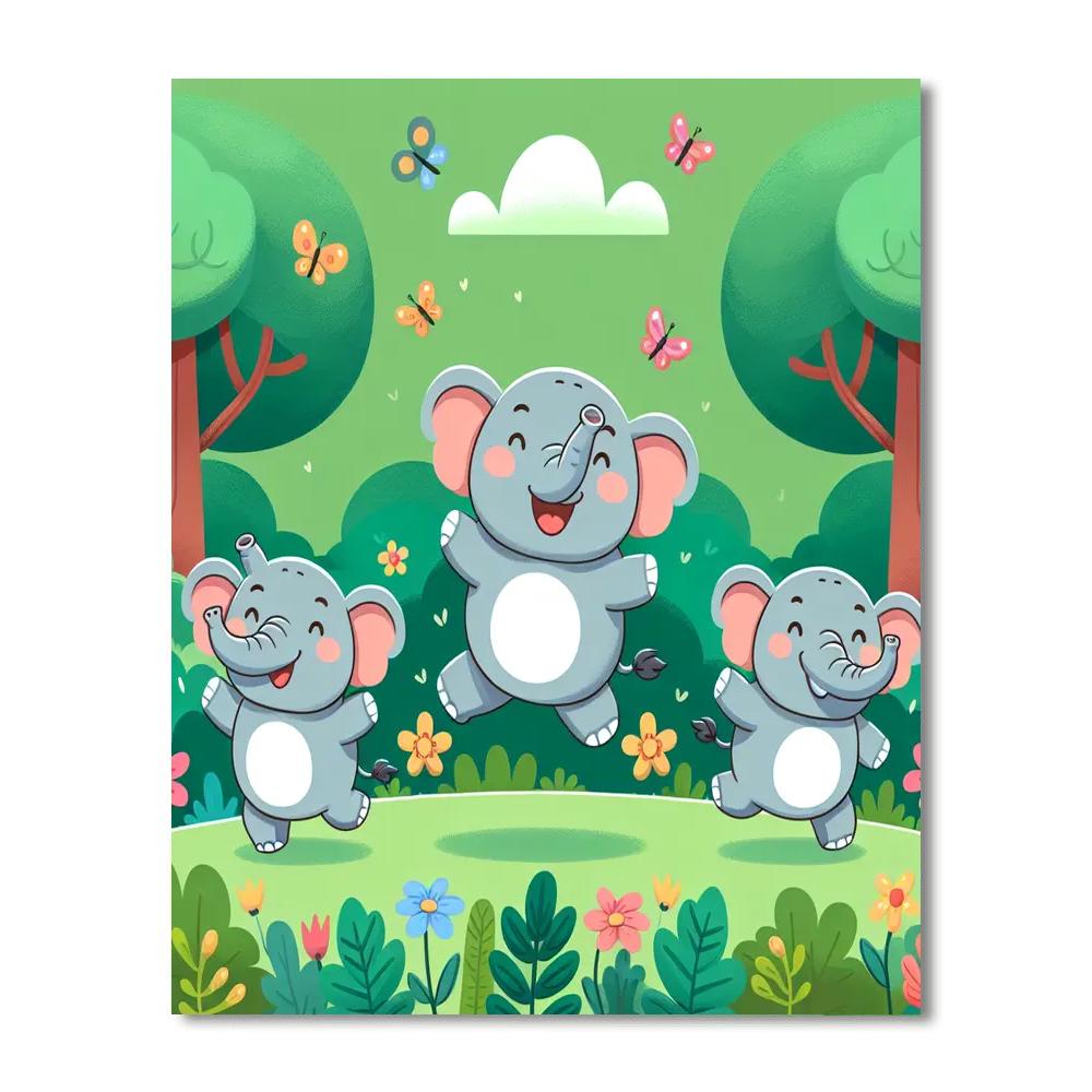 Bouncy Elephants Number Painting