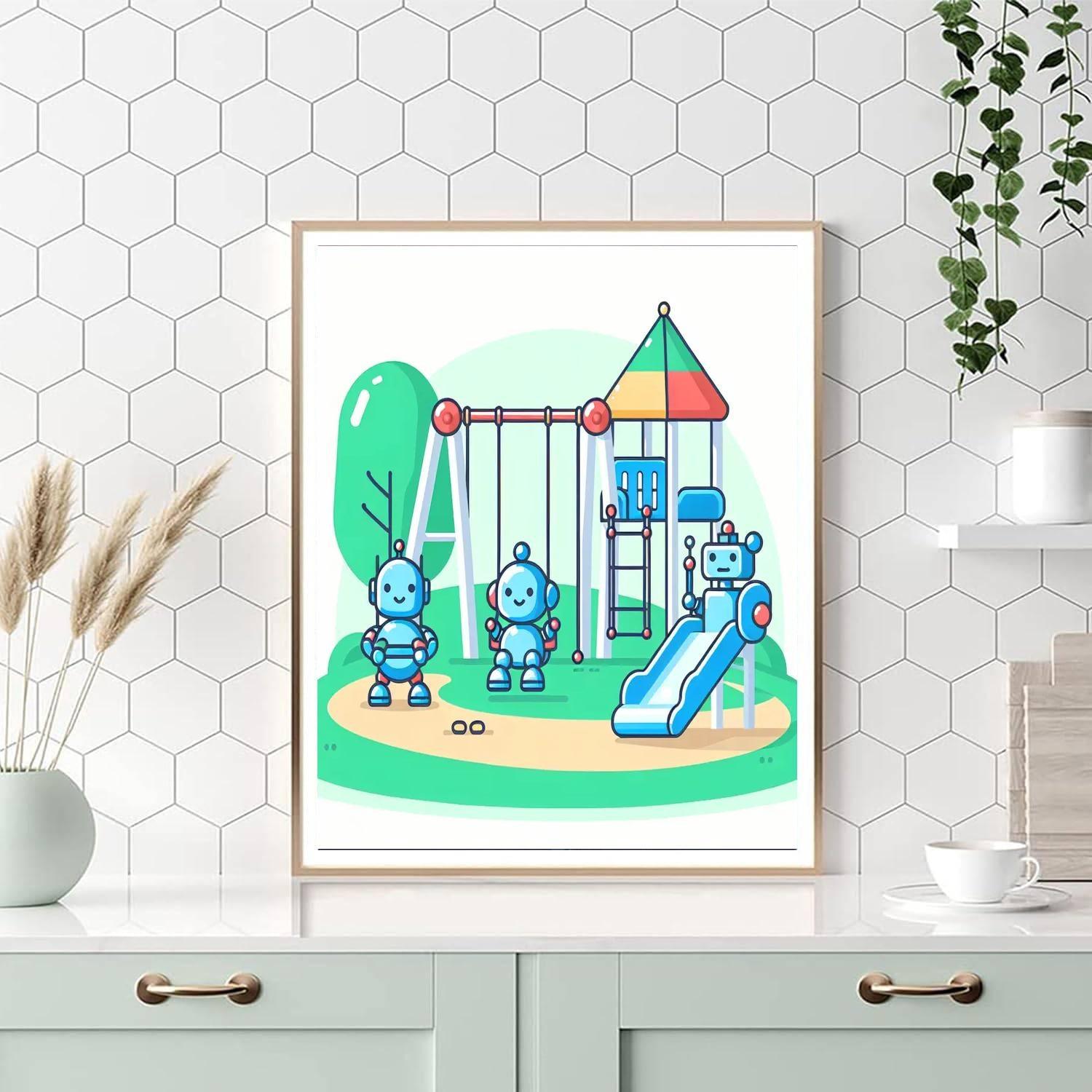 Robot Playground Adventure DIY Paint By Numbers