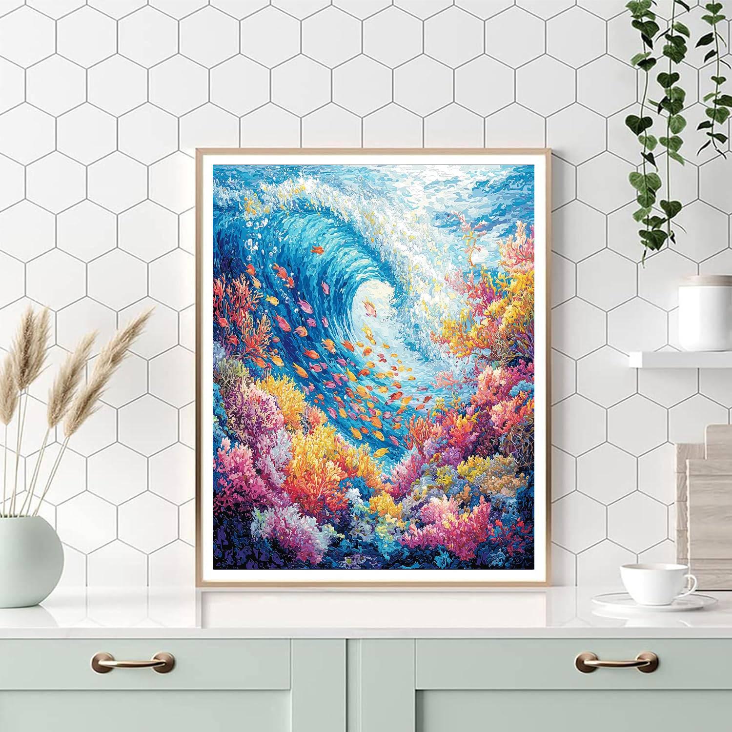 Hokusai Inspired Underwater Reverie  Paint By Numbers Kits