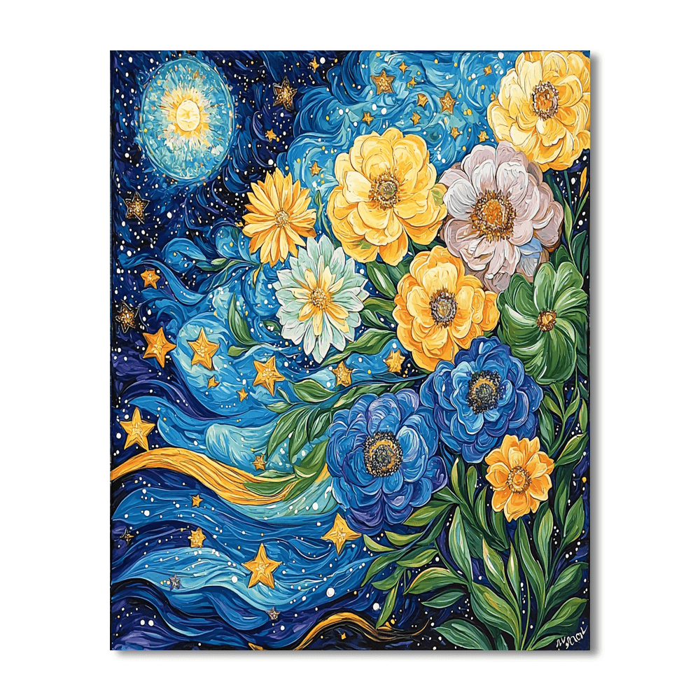 Vincent Van Gogh Inspired Petals And Stars  Paint By Numbers