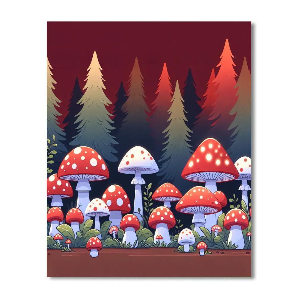 Twinkling Toadstools Paint By Numbers Art