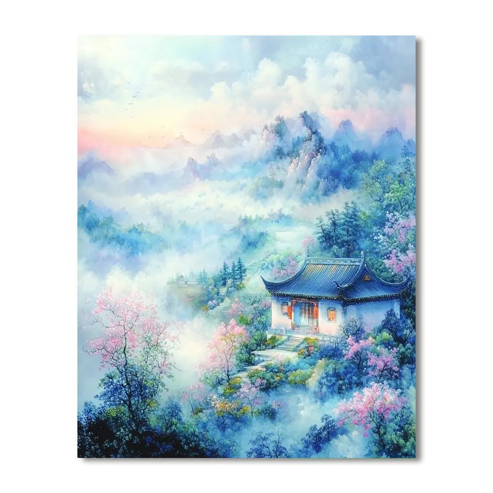 Zhao Mengfu Inspired Garden Of Clouds  Numbered Painting Kits