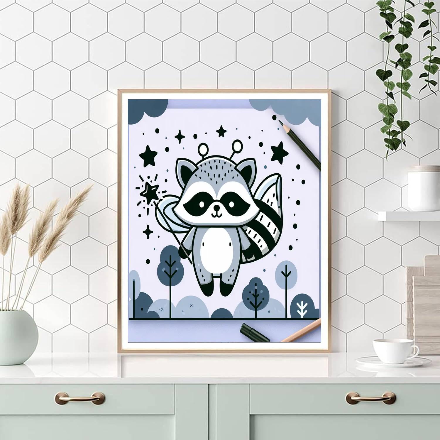 Forest Fairy Raccoon Number Painting