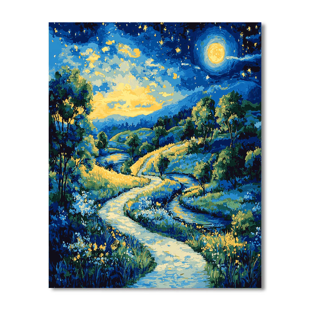 Vincent Van Gogh Inspired Moonlit Pathways  Paint By Numbers Art